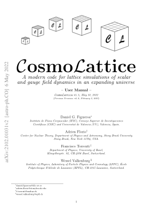 mml:math xmlns:mml http: www.w3.org 1998 Math MathML altimg si1.svg mml:mi mathvariant script C mml:mi mml:math osmo mml:math xmlns:mml http: www.w3.org 1998 Math MathML altimg si2.svg mml:mi mathvariant script L mml:mi mml:math attice: A modern code for lattice simulations of scalar and gauge field dynamics in an expanding universe