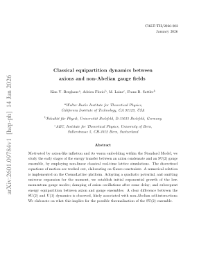 Classical equipartition dynamics between axions and non-Abelian gauge fields
